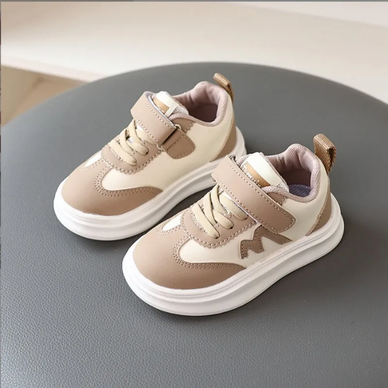 Spring Autumn New Children's Leather Sneakers Men's Treasure Anti Slip Soft Soled Casual Board Shoes Women's Moral Training Shoe