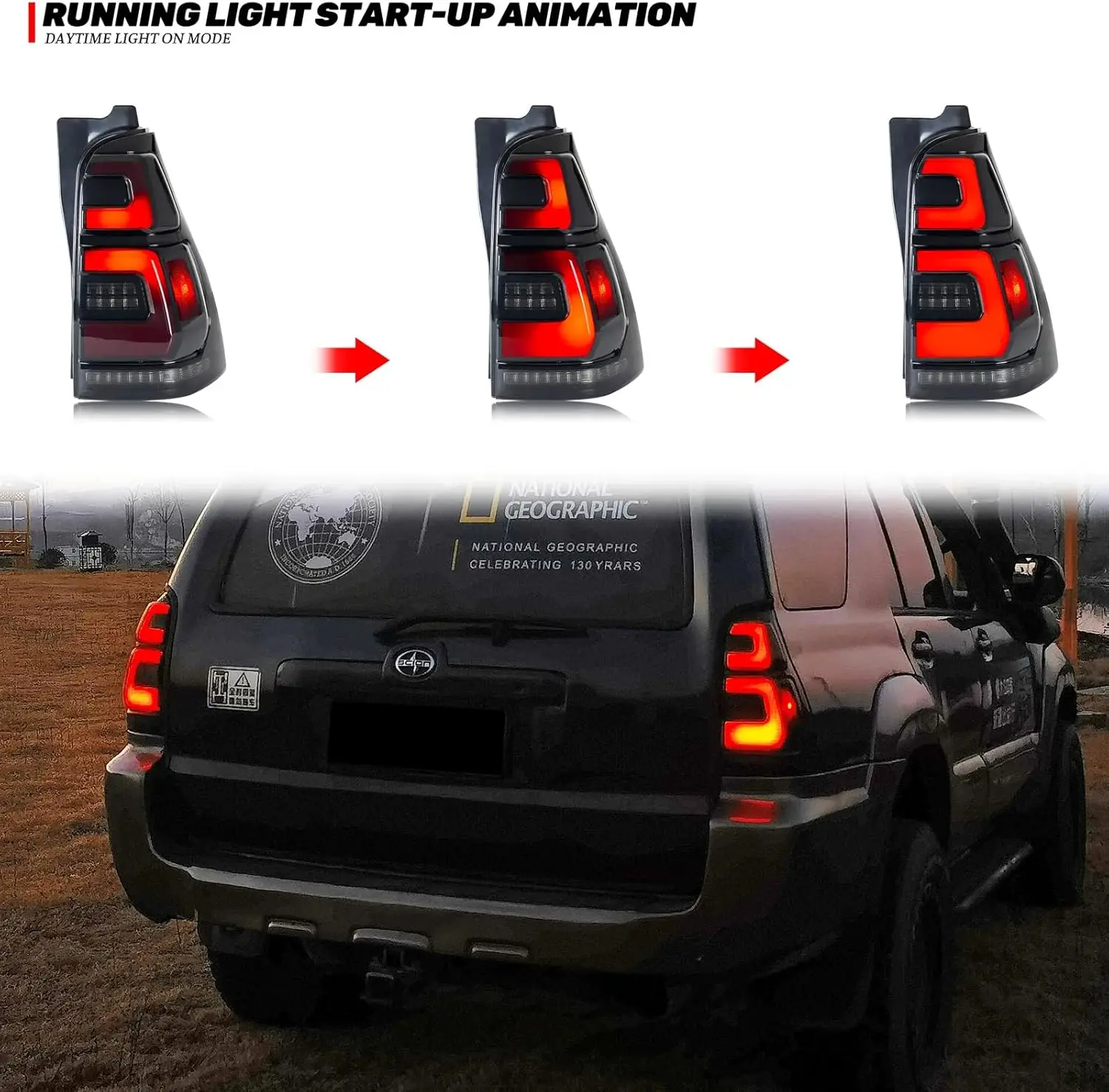 LED Tail Light Assembly for Toyota 4Runner 4th GEN 2003-2009 3D Start-up Animation Turn Signal Black OffRoad Rear Lamp Accessory