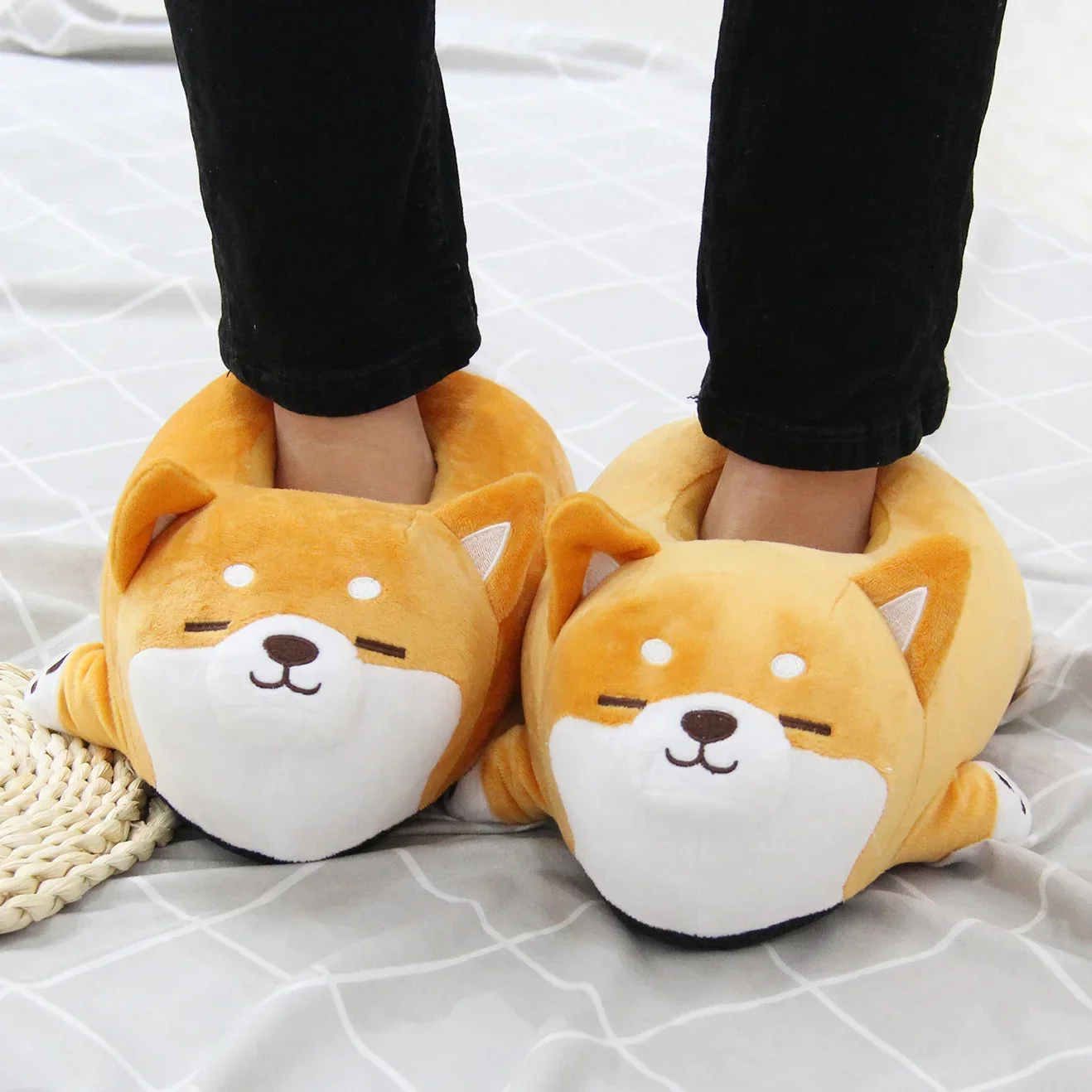 

Kawaii 28cm Shiba Inu Funny Slipper 2025 Cute Soft Cute Lazy Dog Slippers Animal Puppy Home Plush Cotton Shoes