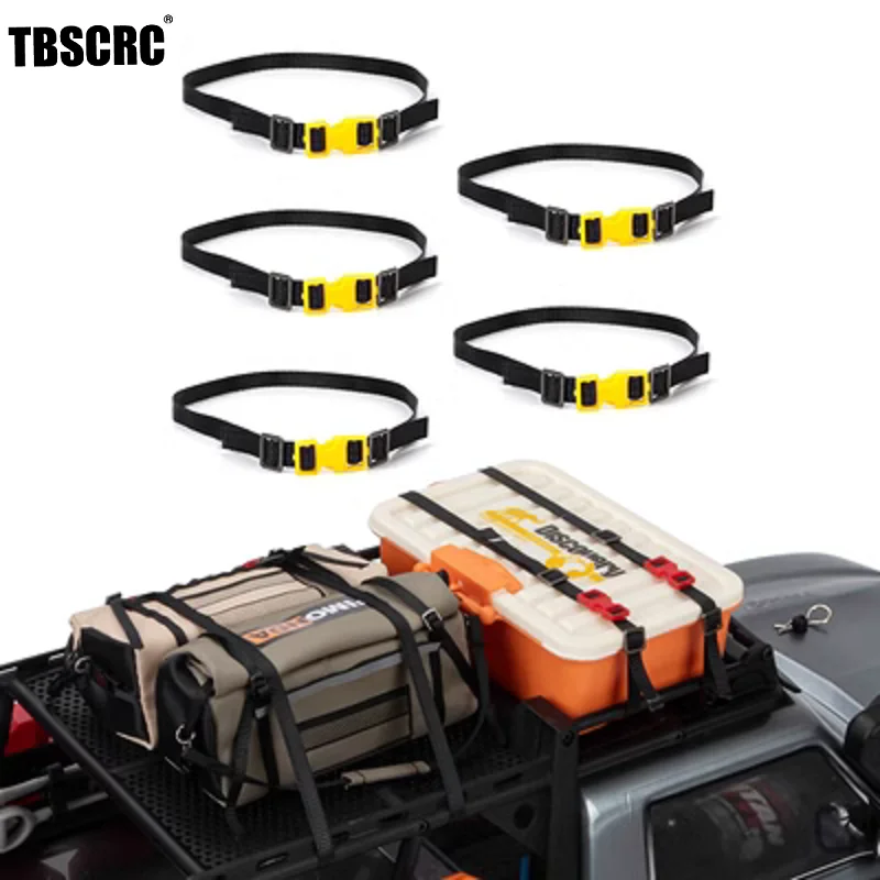 TBSCRC 5PCS Scale Luggage Rope Roof Rack Tie Down Straps For 1:10 RC Crawler Car Axial SCX10 90046 TRX4 TRX6 Redcat Gen8 VS4-10