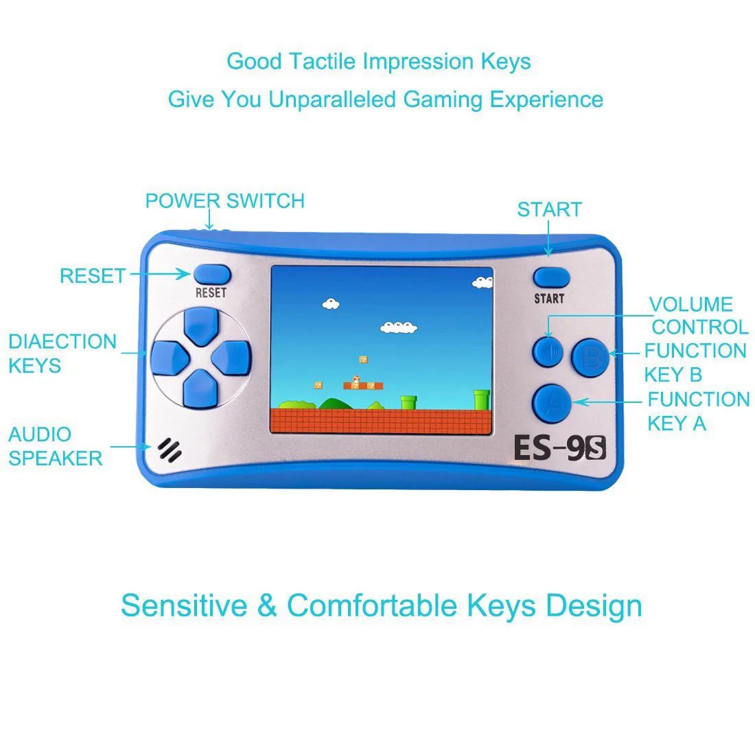 ES-9 2.5LCDD Handheld Game Console for Children Built in 168 Old School Games Retro Arcade Gaming Players Boy Birthday Gift