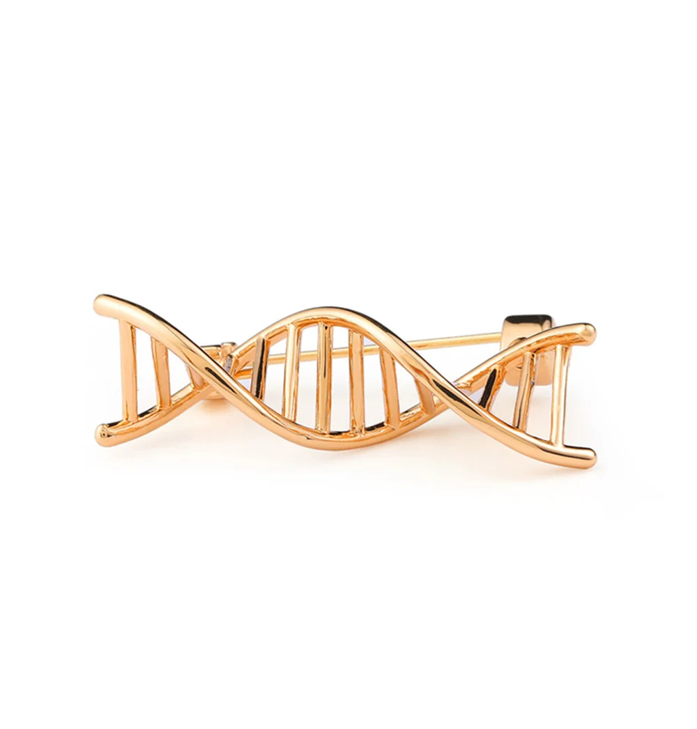 DNA Double Helix Enamel Brooch Gold Color Medical Biology Research Series Pins Fashion Jewelry Lapel Badge Nurse Doctor Gift