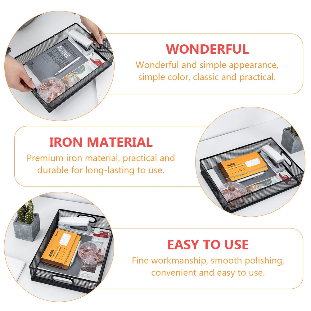 1 st Metalen Bestand Zwart Premium Ijzer Desktop Creatieve Lade Opbergdoos Voor Office Home Briefpapier Organisator Opbergvak