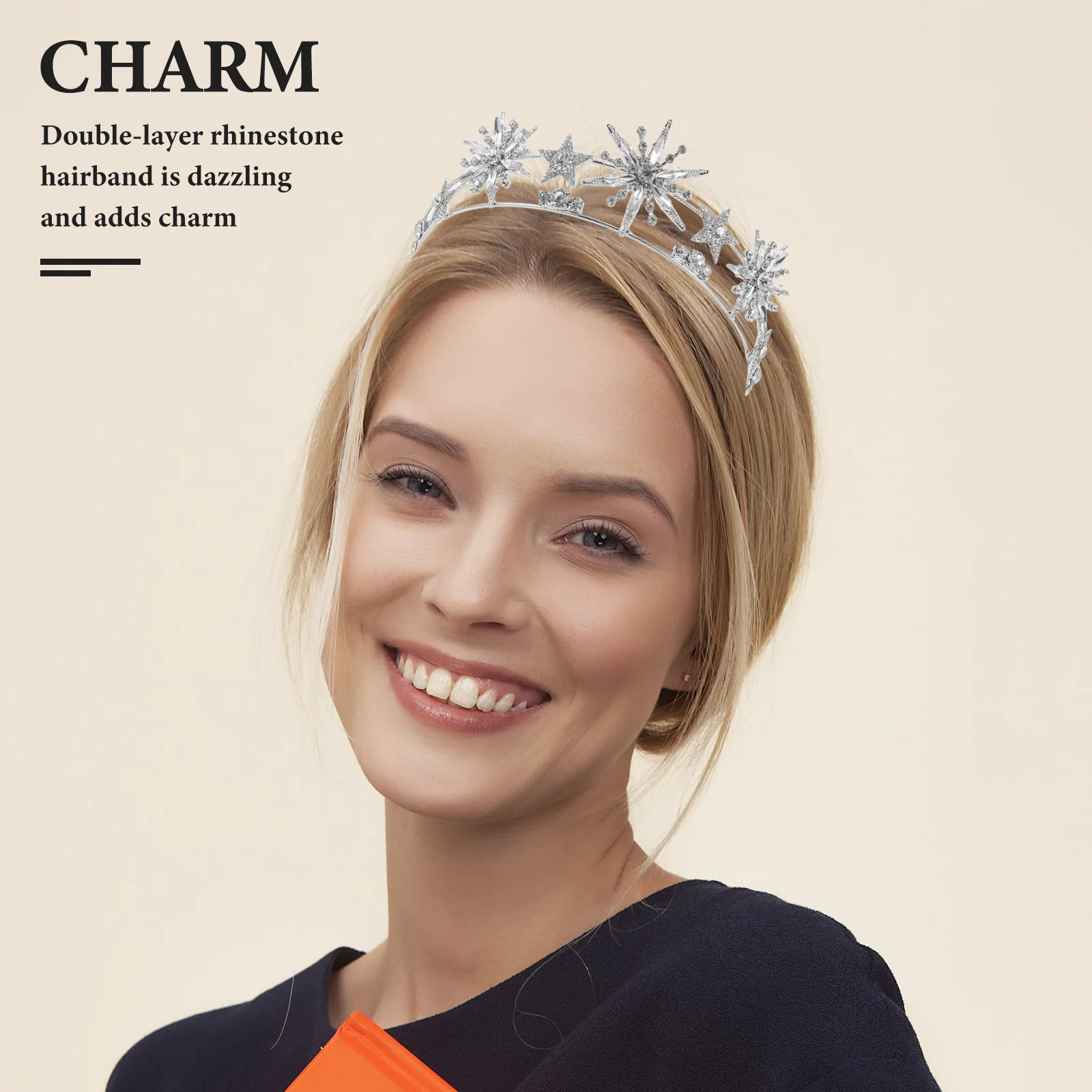 

Double Layer Rhinestone Star Headband For Women Bridal Tiara Party Wedding Costume Crown Hairband Glittering Fashionable Design