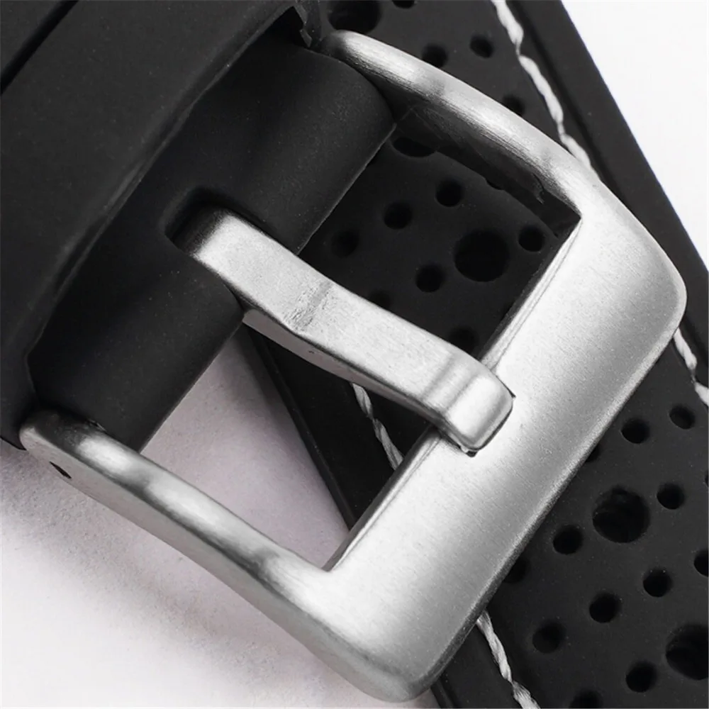 Weiches Silikon-Gummi-Uhrenarmband, 18 mm, 20 mm, 22 mm, 24 mm, für Herren und Damen, Sport, wasserdicht, atmungsaktiv, Schnellverschluss-Armband – Detail 6