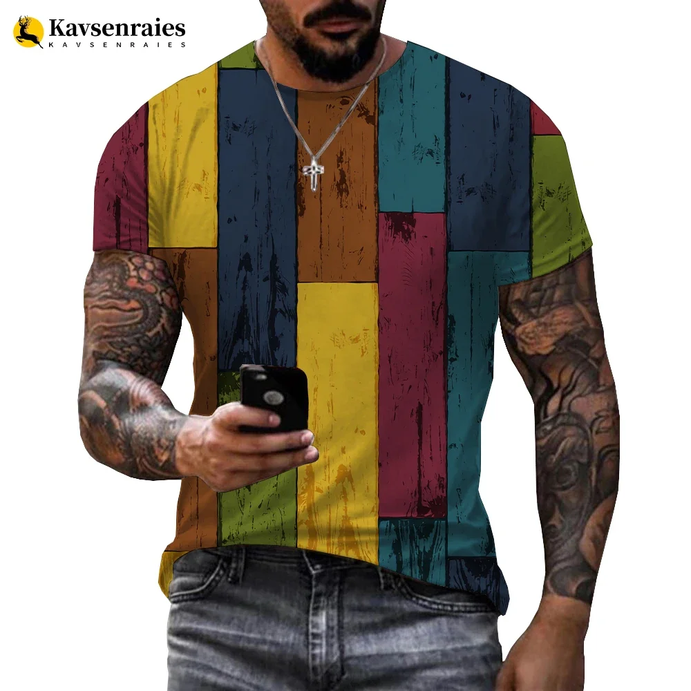 2024 New Brick Wall 3d T-shirt Men's Fashion Casual Colored Stone Wall Print T-shirt Outdoor Streetwear Oversized Top T-shirt