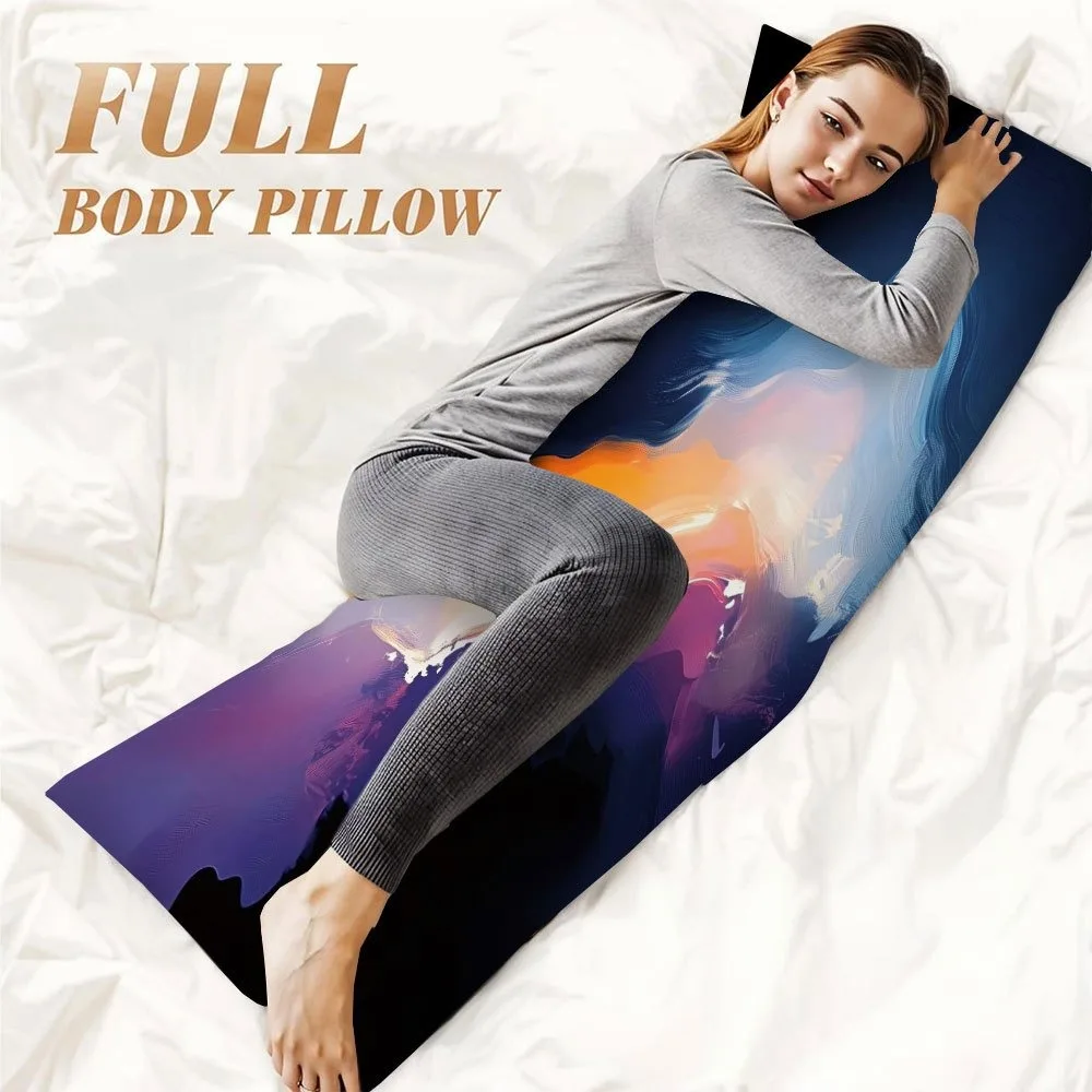 A Flowing Sand Long Pillowcase - 20*54 Inches / 50×137 Cm - Double-Sided Printed Design, Made of 100% Polyester Fabric, Machine