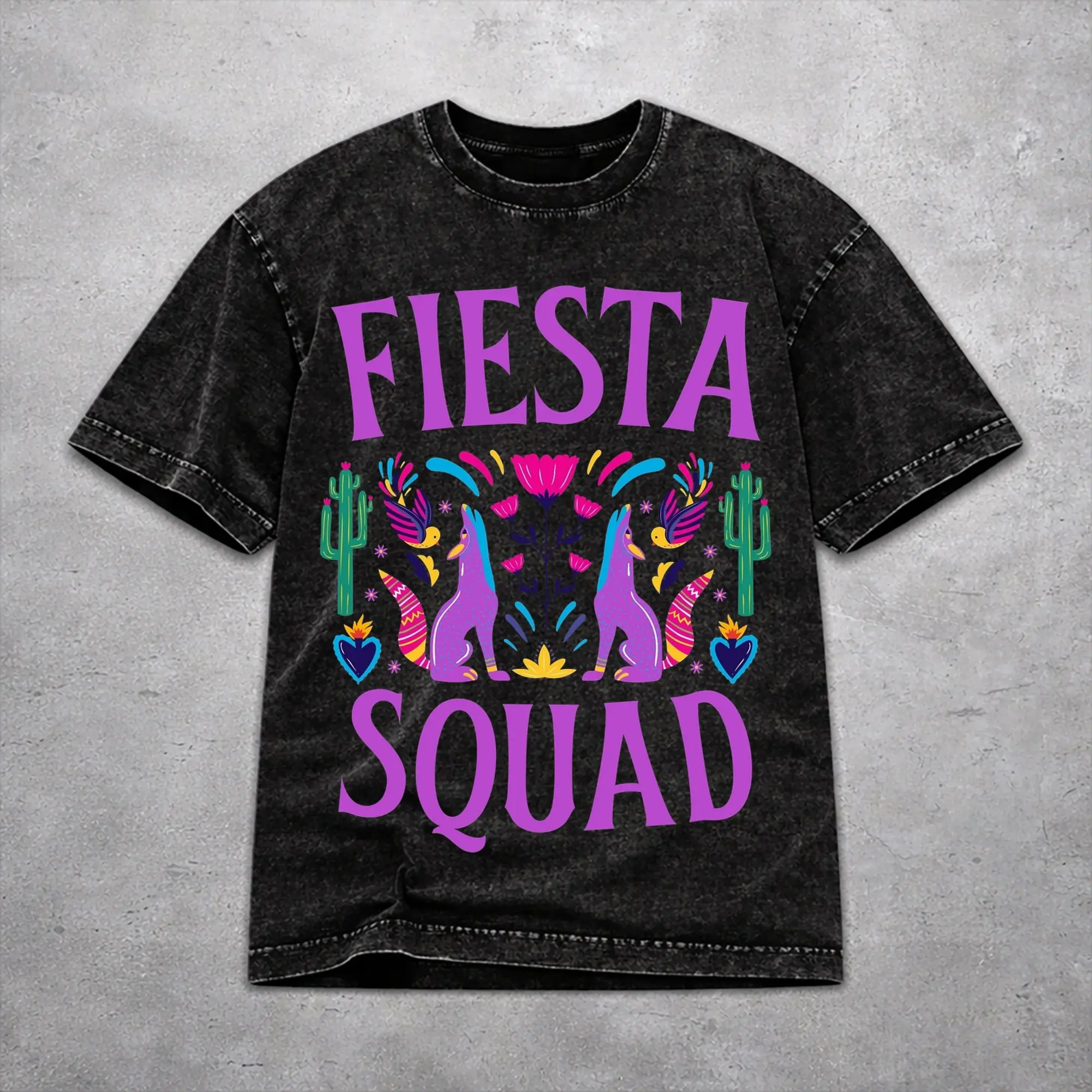 Men Women Fiesta Squad Cinco De Mayo T Shirt Printed Washed Vintage  Harajuku T-Shirts