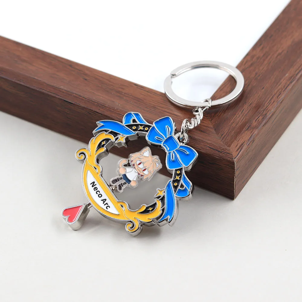 Anime Tsukihime Neco-Arc Drehbarer Schlüsselanhänger Doppelseitiger Drehender Katzenmädchen-Schlüsselring Kawaii Figur Metallanhänger Taschendekoration Fan-Geschenk – Detail 7