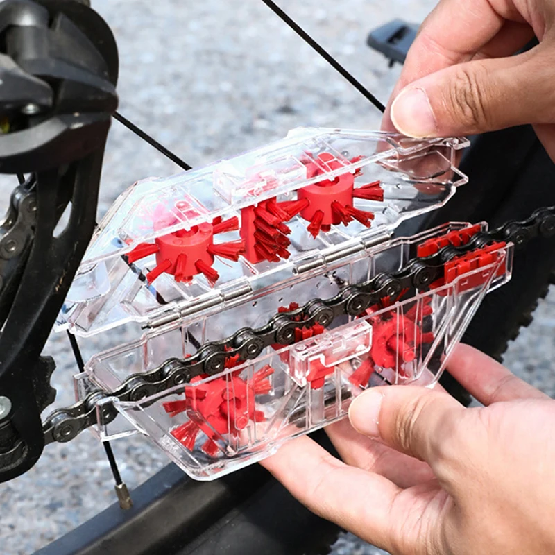 1pc Bicycle Chain Cleaner Mountain Road Bike Transparent Visualization Immersion Chain Cleaner Oil Pollution Cleaning Tool