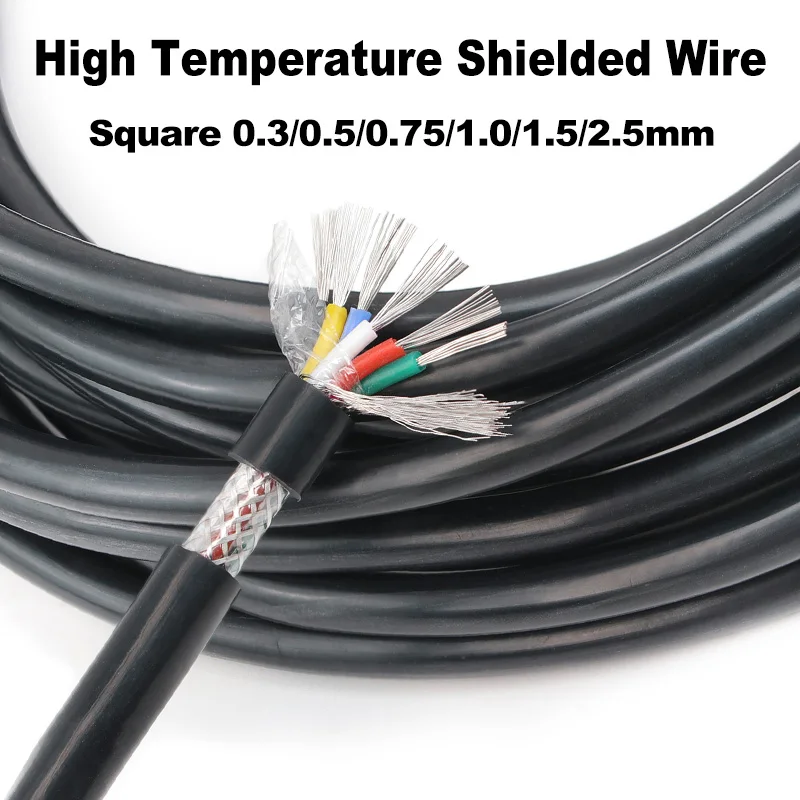 Shielded Wire Sq 0.3/0.5/0.75/1/1.5/2.5mm High Temperature Silicone Rubber Insulated 2/3/4/6Cores Tinned Copper Electric Cable