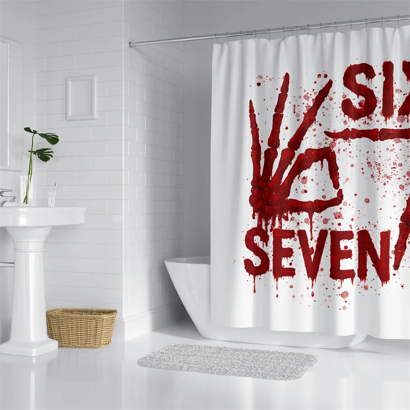 Gaslight Gatekeep Girlboss Spooky Halloween 67 Skeleton 67 Hand Shower Curtain Set with Grommets and Hooks for Bathroom Decor