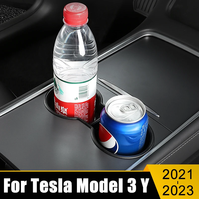 

TPE Car Center Console Coasters Storage Box Water Cup Holder Container Organizer Cover Tray For Tesla Model 3 Y 2021 2022 2023