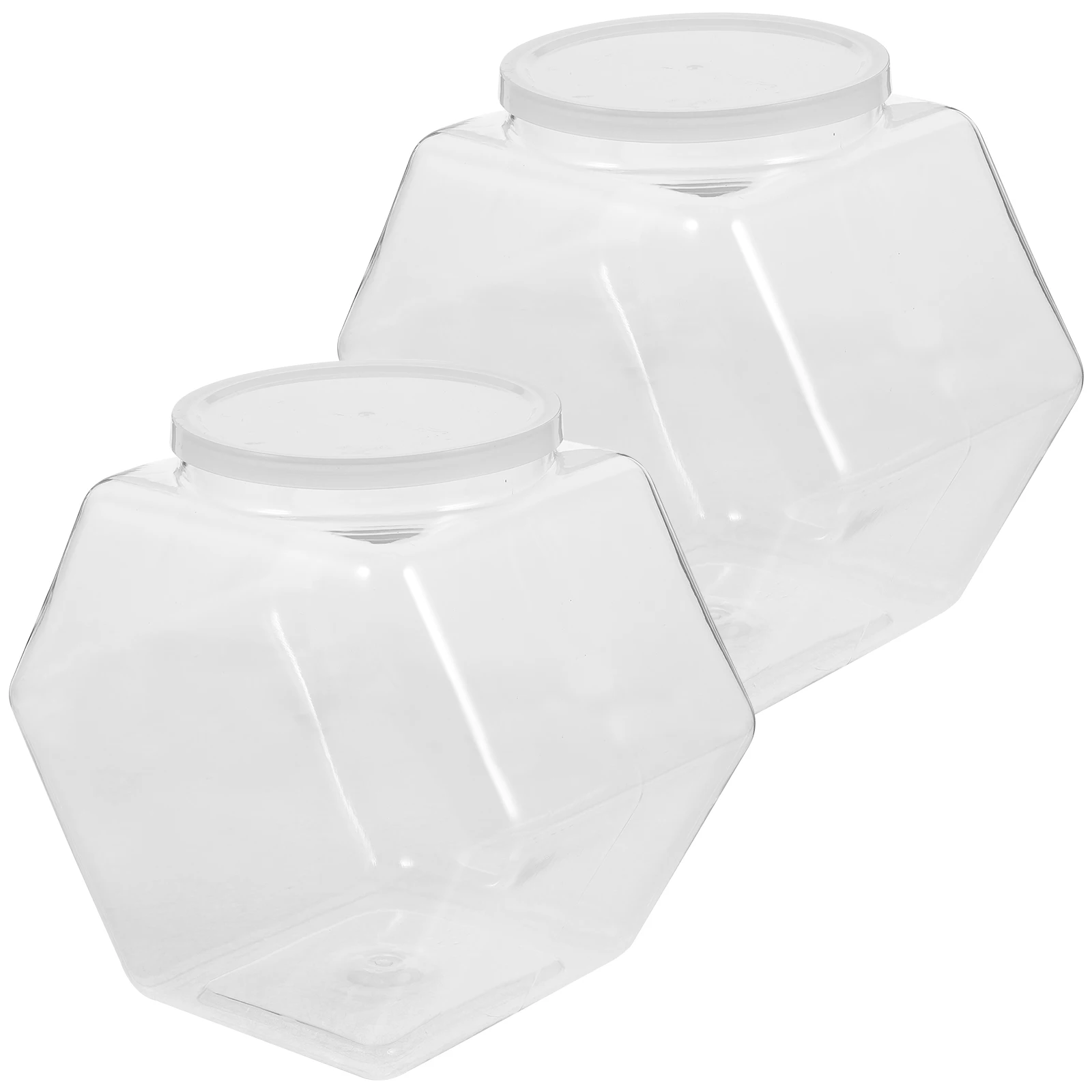 

2pcs Airtight Plastic Storage Jar Hexagon Container Clear Food Dry Storage Container Household Snack Holder Spice Jar Large