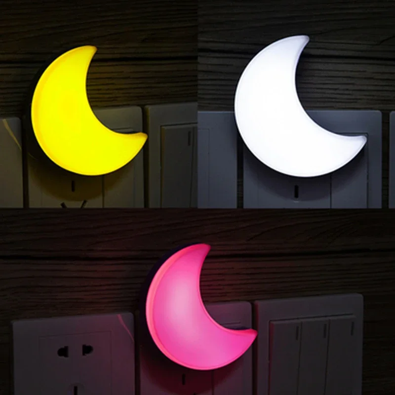 Moon Night Light Plug Into Wall Cute Baby Wall Nursery Lamp Intelligent Light Sensor LED Nightlight for Kids Bedroom Hallway