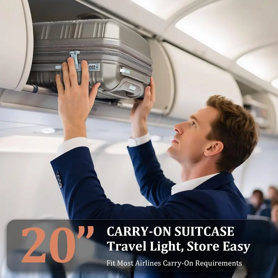 

Sets, Expandable Suitcase with Spinner Wheels, Hardshell Travel Luggage Set with TSA Locks Champagne, Carry On Set 14in 20in DB