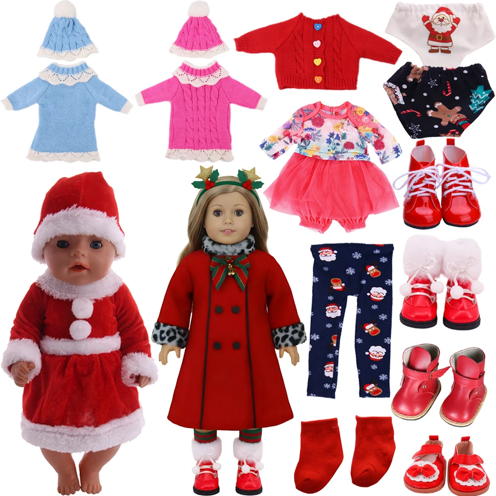 Rote Puppe Winter Outfit für 43 cm geborene Babypuppe Kleidung Zubehör 18 Zoll amerikanische Puppe Mädchenspielzeug Unsere Generation Nenuco