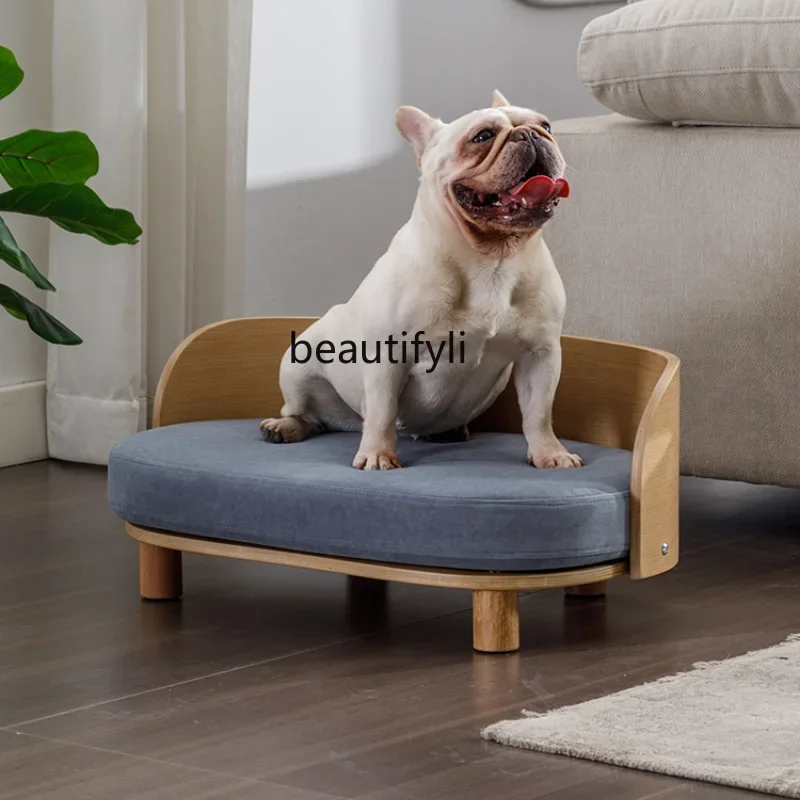 

Solid Wood Pet Bed Sofa Cat Nest Dog Bed Removable and Washable Summer Four Seasons Universal Small and Medium Size