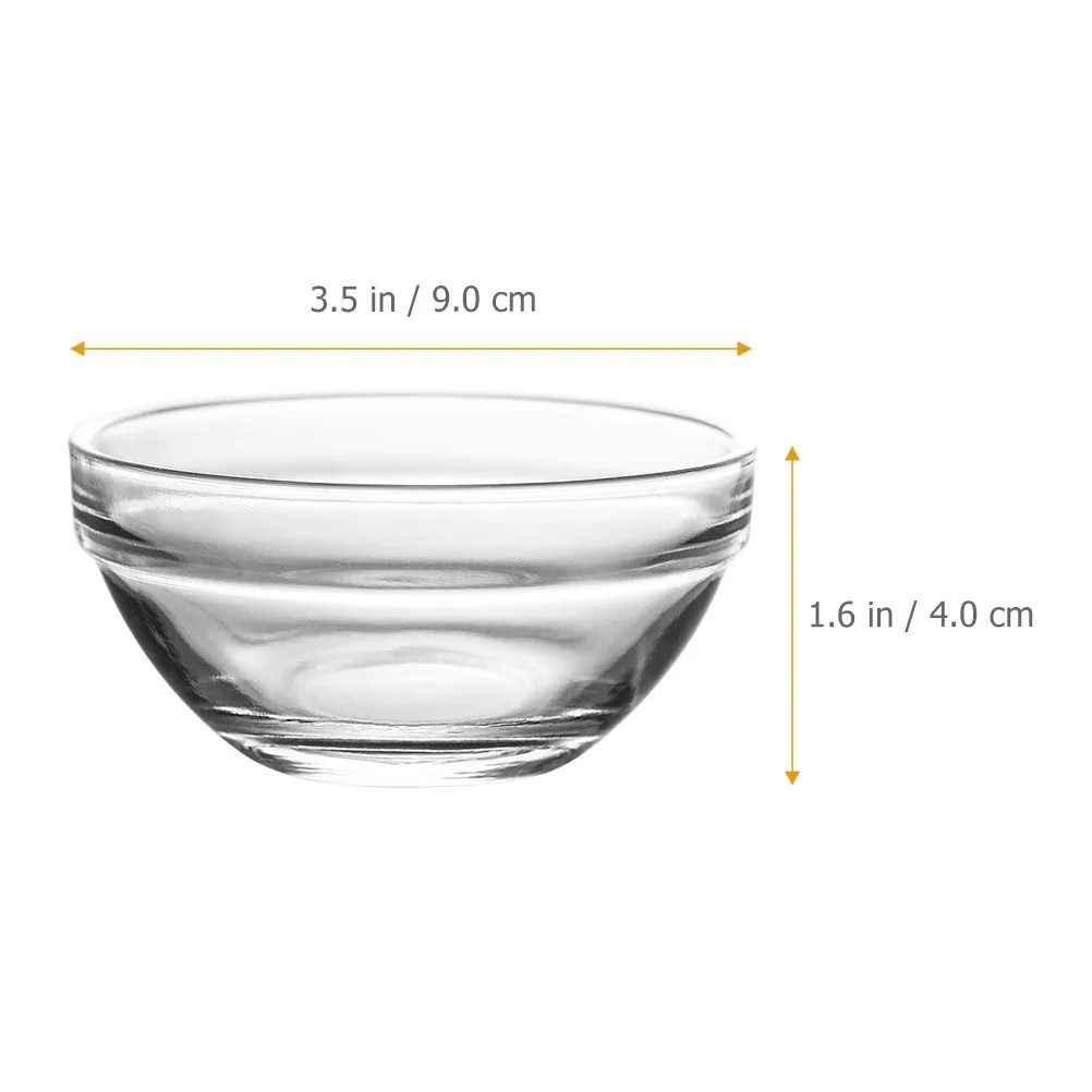 6 قطعة وعاء زجاجي قالب مجموعة أطباق مستديرة واضحة قابلة للتكديس لخدمة سلطة الحلوى الفاكهة خلط المطبخ المنزلي استخدام أطباق تقديم الزجاج #2