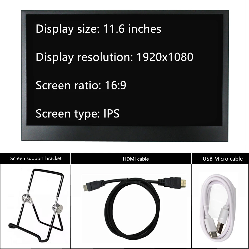 شاشة عرض LCD مقاس 11.6 بوصة 1920*1080 IPS شاشة محمولة متوافقة مع HDMI شاشة ثانوية للكمبيوتر Raspberry Pi Banana Pi