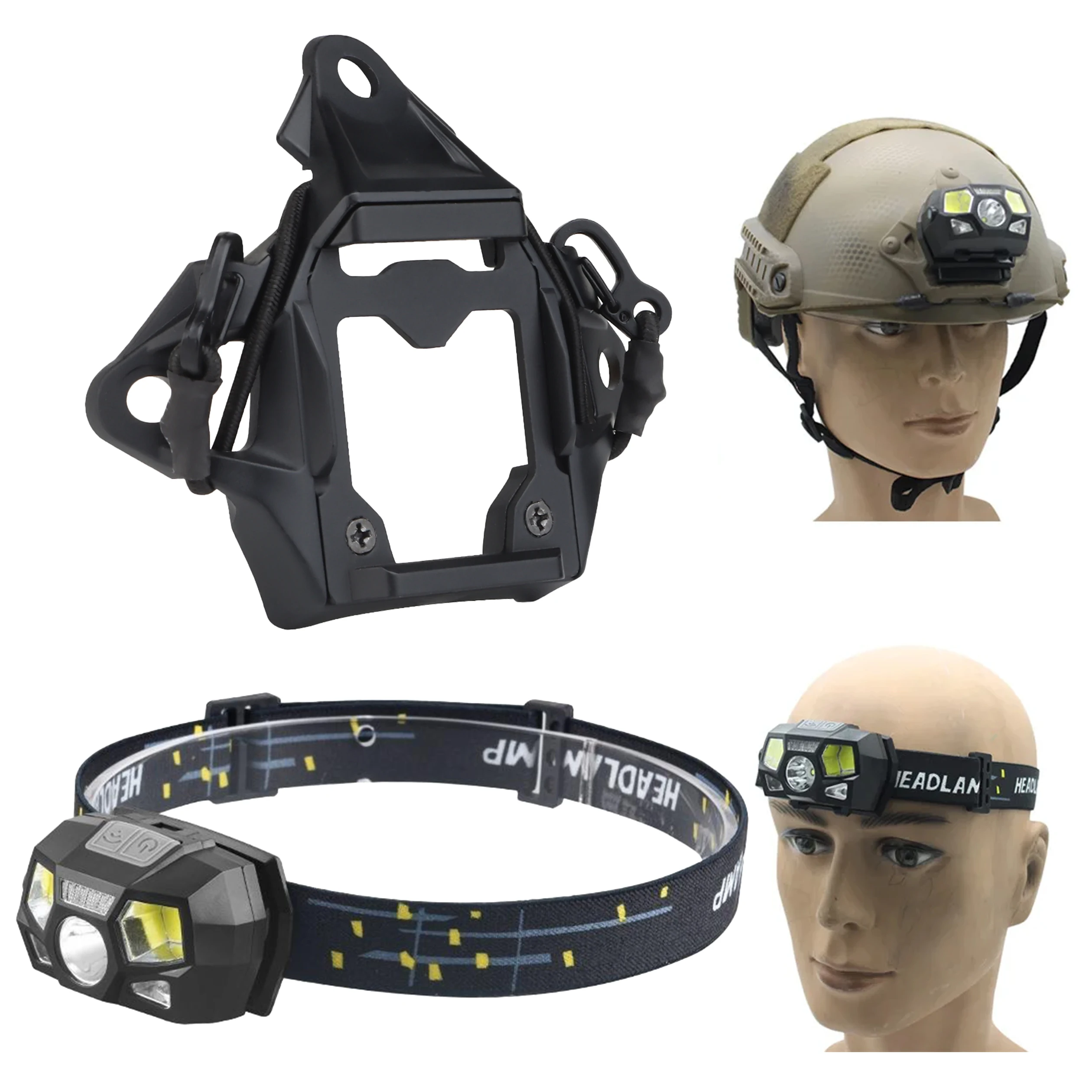 Helmet Light NVG Mount Signal Sensor Lamp Headlamp USB Charging Waterproof for FAST MICH Helmet Hunting Fishing Accessories