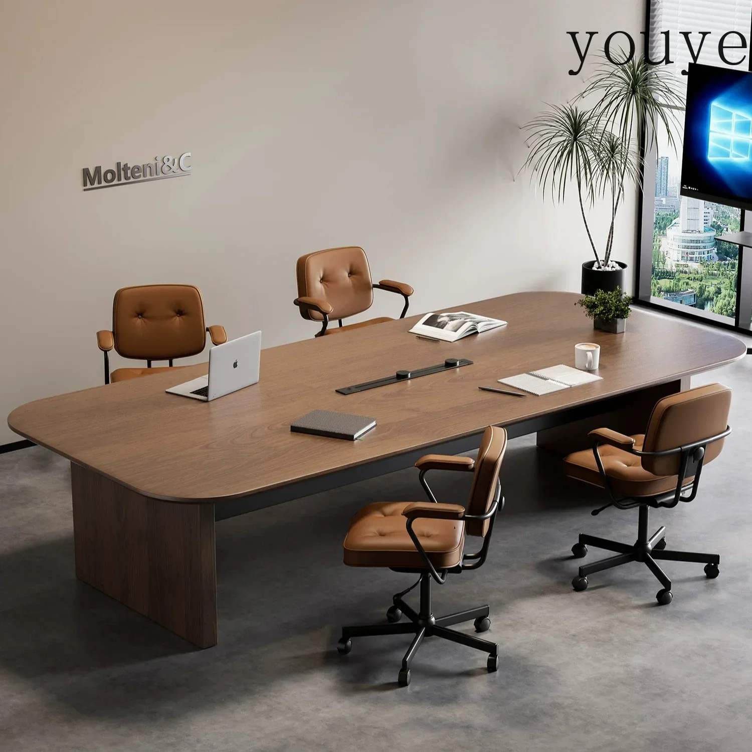 N10 Solid wood conference long table simple modern large conference room training negotiation large class table new high-end