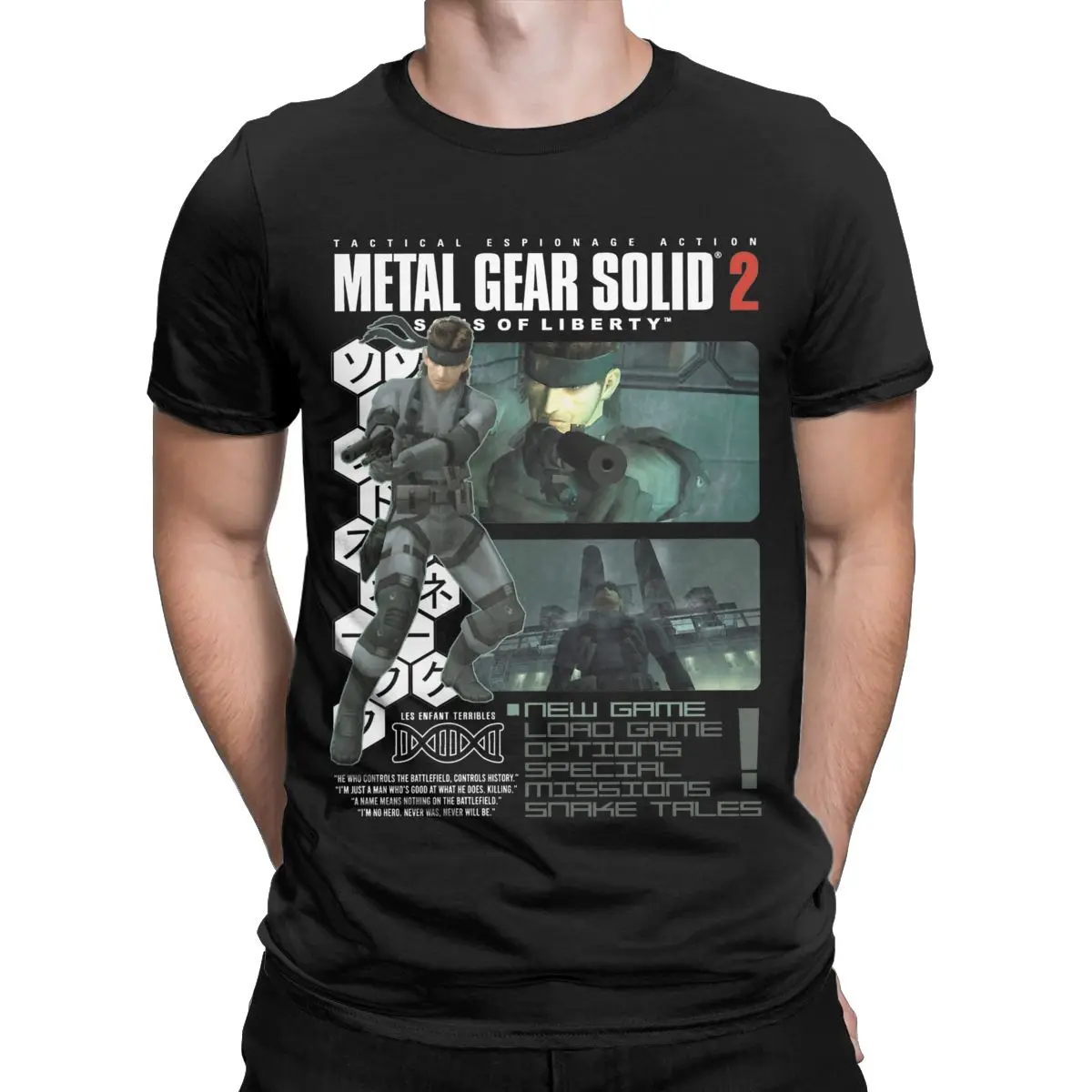 Solid Snake Metal Gear Solid 2 Men\'s T Shirt Fun Tees Short Sleeve O Neck T-Shirt 100% Cotton Birthday Present Clothes