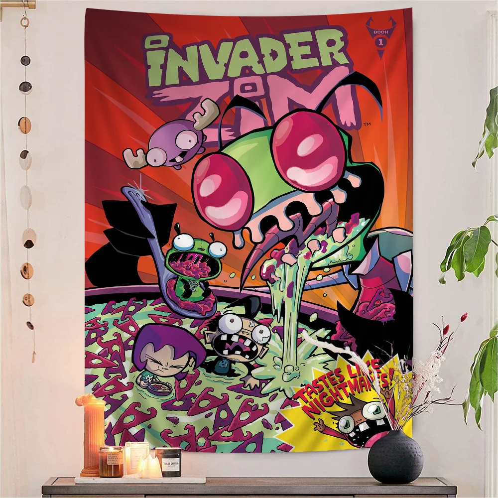 I-InvaderS Zim Cartoon Tapestry Art Printing Art Science Fiction Room Home Decor Home Decor