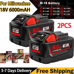 Replacement for Milwaukee M18 XC 18V 6.0Ah Lithium Battery 48-11-1860 48-11-1850 48-11-1840 48-11-1820 Rechargeable Batteries