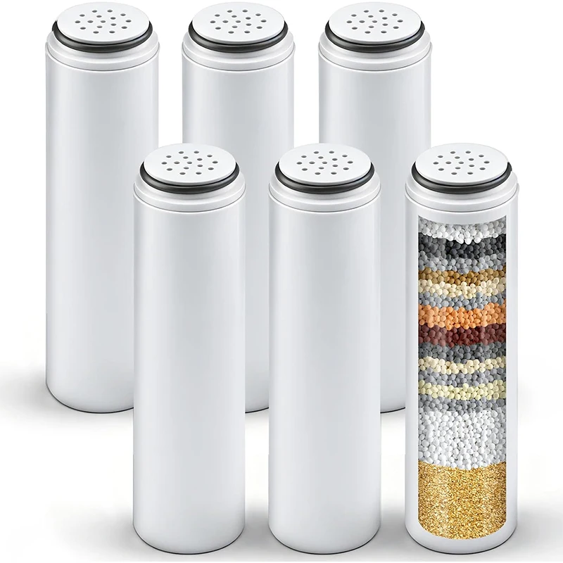 6-Pack Cobbe Handheld Shower Head Replacement Filters with Water Softener Beads for Removal of Hard Water & Chlorine Reduction