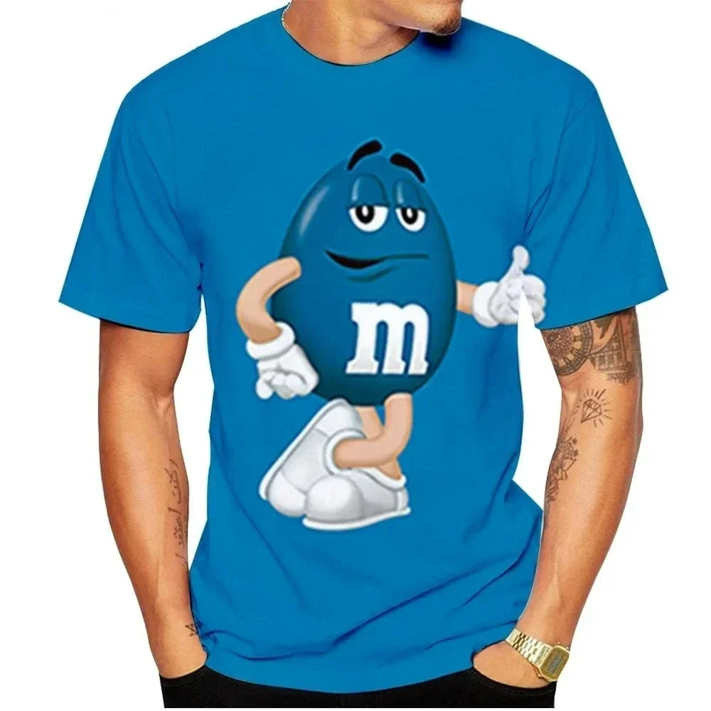 

2024 New Fun M&M's 3D Printed T-shirt Men's and Women's Summer Cartoon Graphic T-shirt Fashion Children's T-shirt Top Clothing
