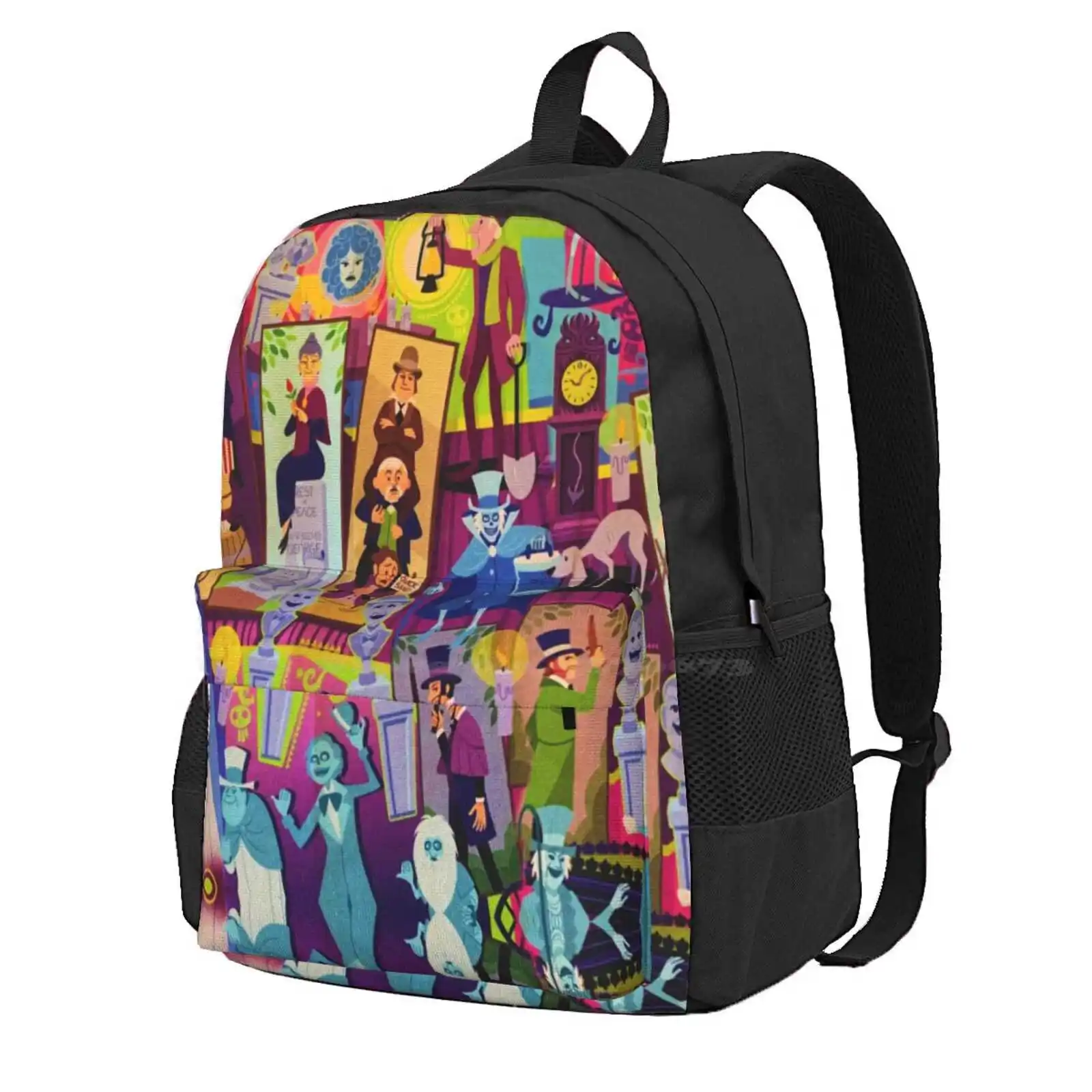 Retro Mansion Collage Hot Sale Schoolbag Backpack Fashion Bags Haunted Mansion 999 Happy Haunts Hatbox Ghost