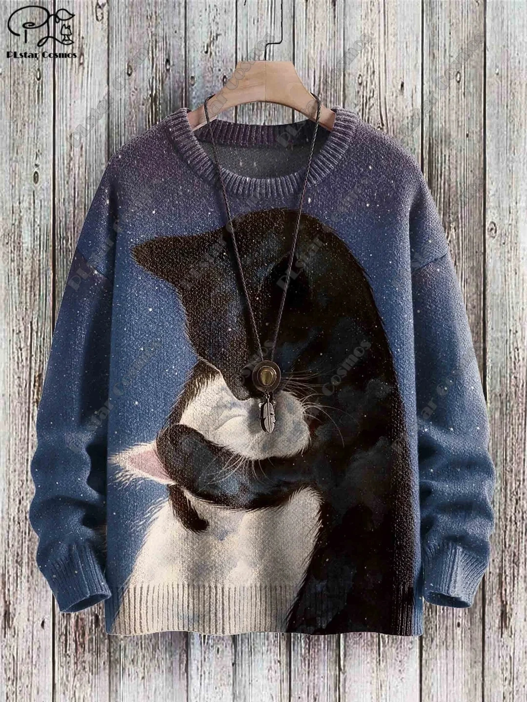 3D Printed Animal Series Retro Cute Cat Patterned Ugly Sweater Casual Unisex Winter Sweatshirt M-3