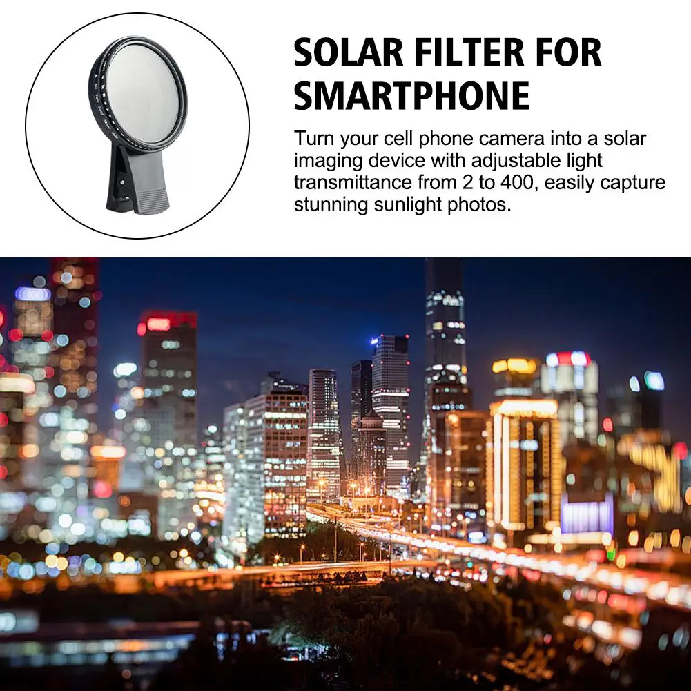 37/52mm Phone Lens Filter With Clip For Smartphone Universal ND2-400 Variable Filter For Mobile Phone Camera Lens For iPhones