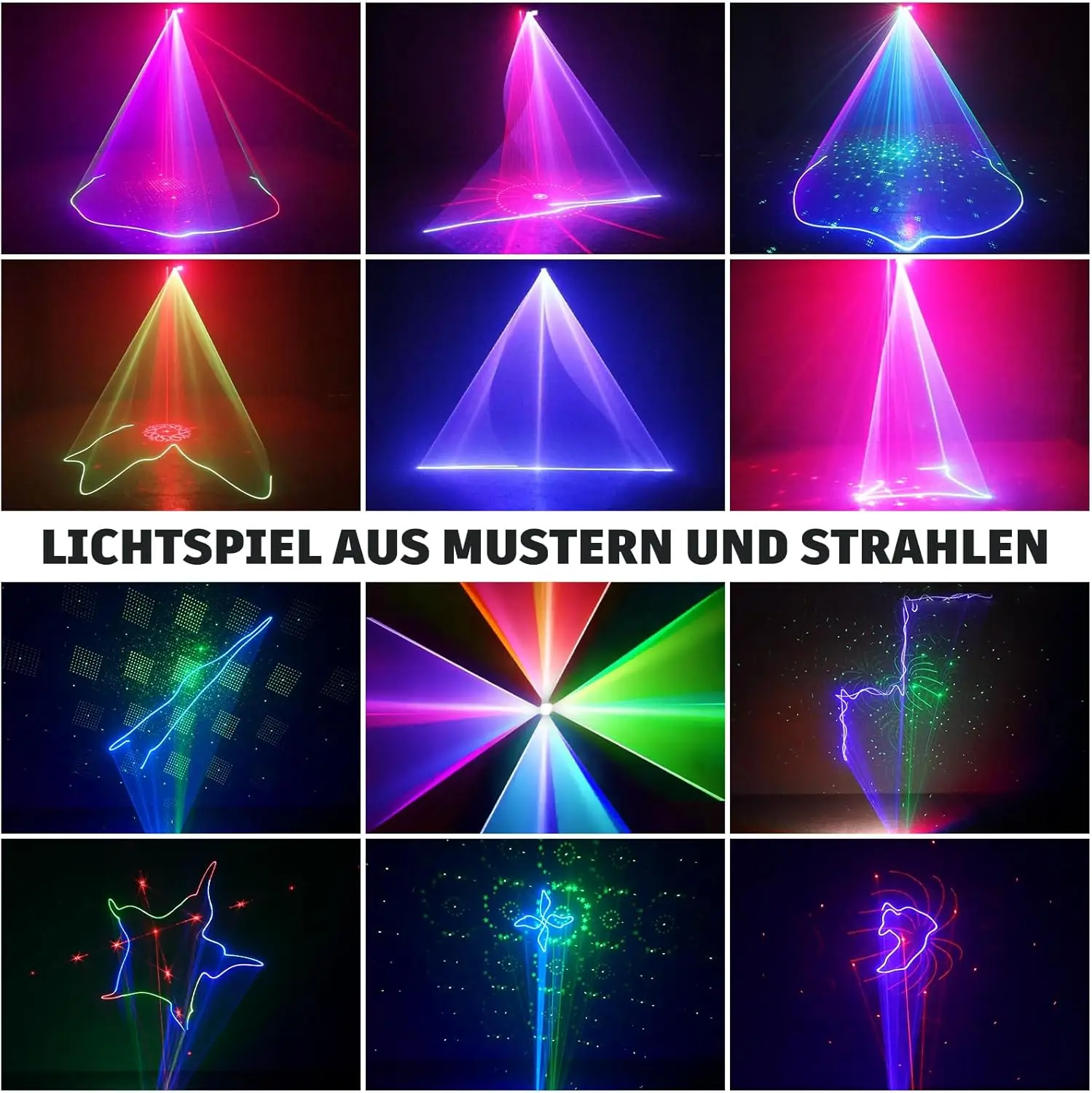 12 lenti DJ Disco Party Stage Light Strobe Laser LED con telecomando Suono DMX RGB per interni Bar KTV Music Show Feste