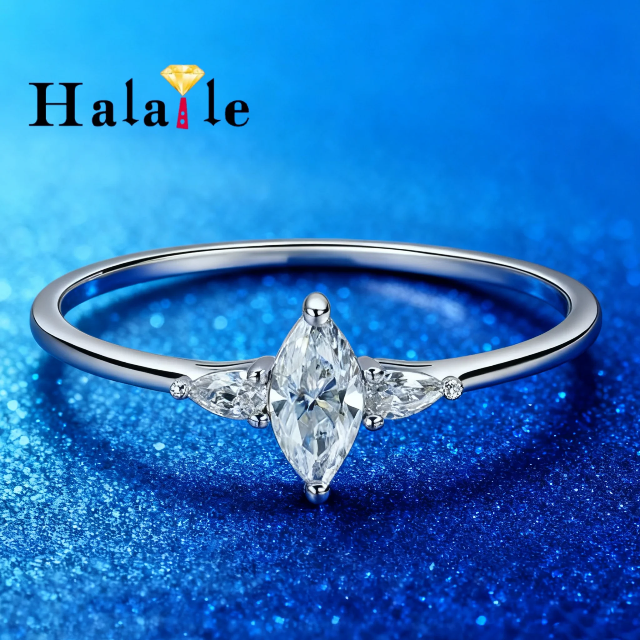 

Halaile 0.3CT D Color Marquise Cut Moissanite Real S925 Sterling Silver Ring Fine Jewelry Women's Engagement Anniversary Gift