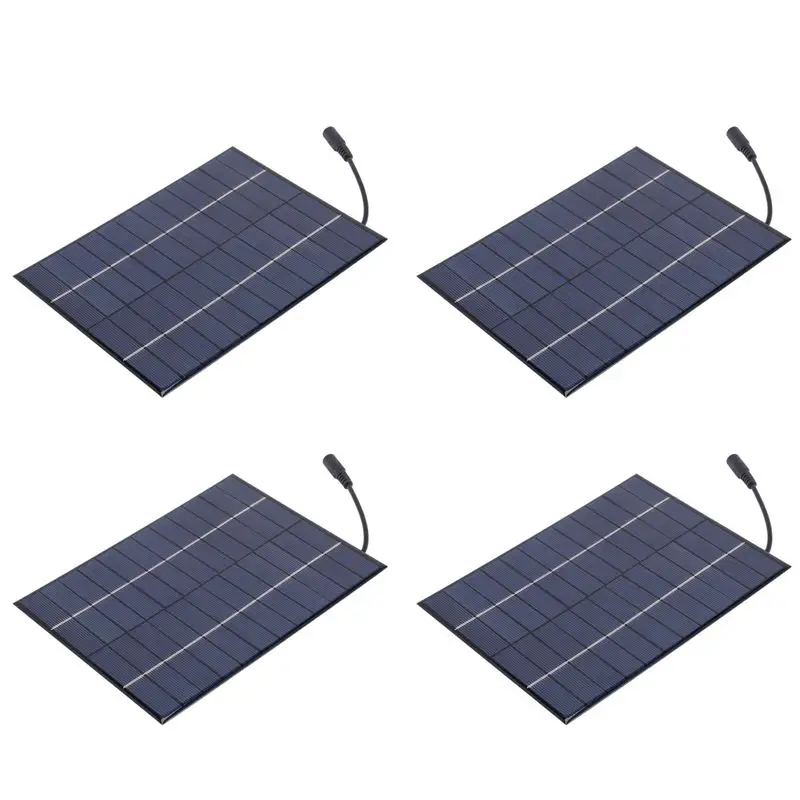 X64A-4X 12V 5.2W Mini Solar Panel Polycrystalline Solar Cells Silicon Epoxy Solar Module System Battery + DC Output