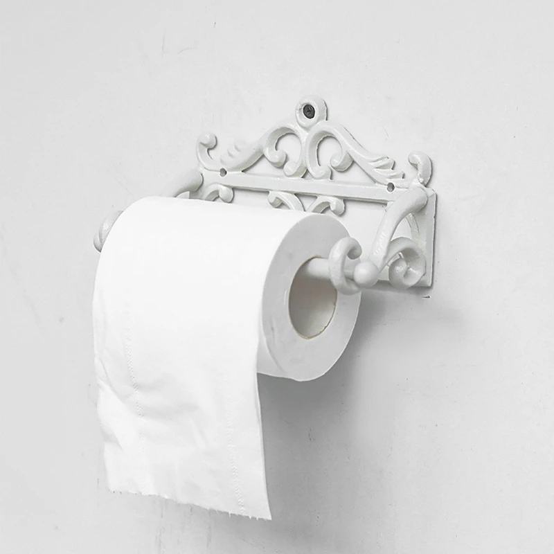 European Retro Cast Iron Tissue Rack Toilet Paper Container Creative Towel Holder Kitchen Wall Metal Frame Home Decoration