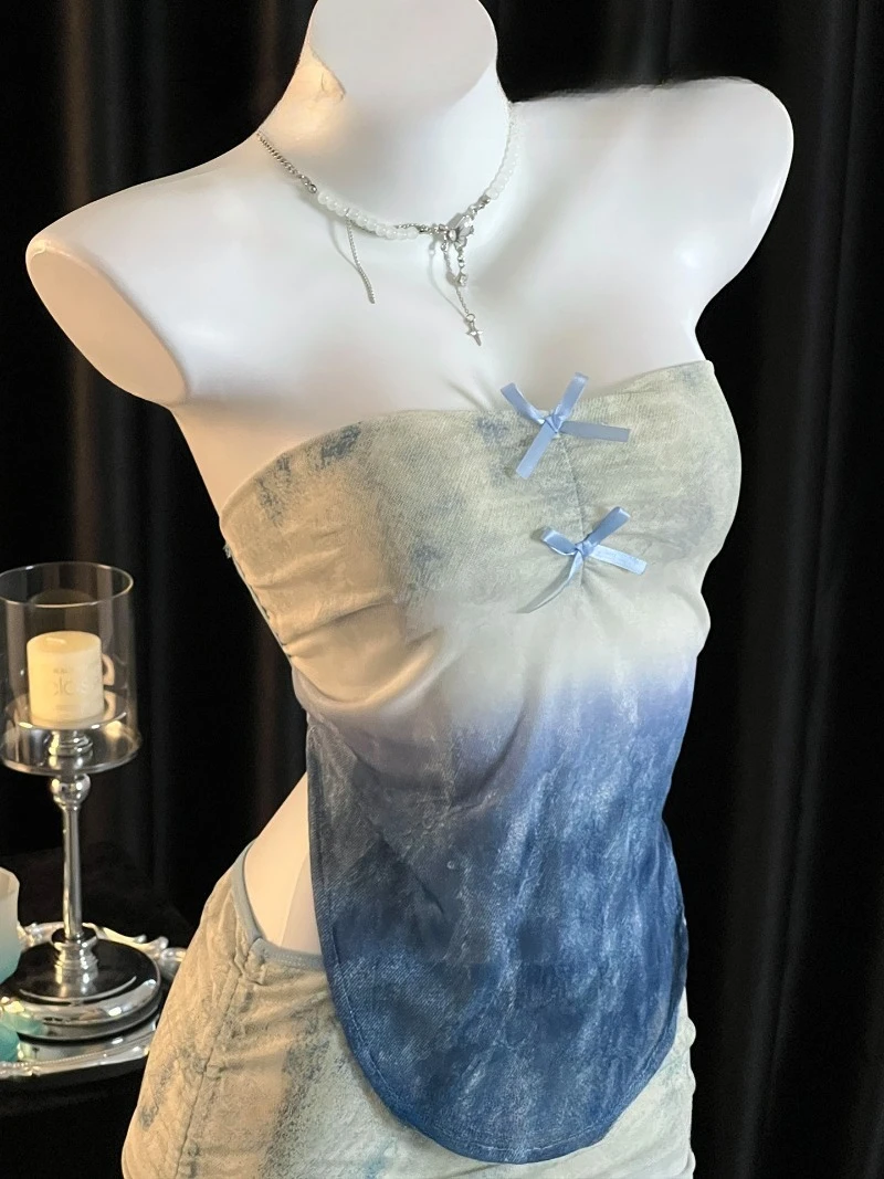 Pure Desire Indigo strapless rugloze jurk, transparant geplooid uniform, verleidelijke verleidelijke stijl romantische date-avonden voor dames