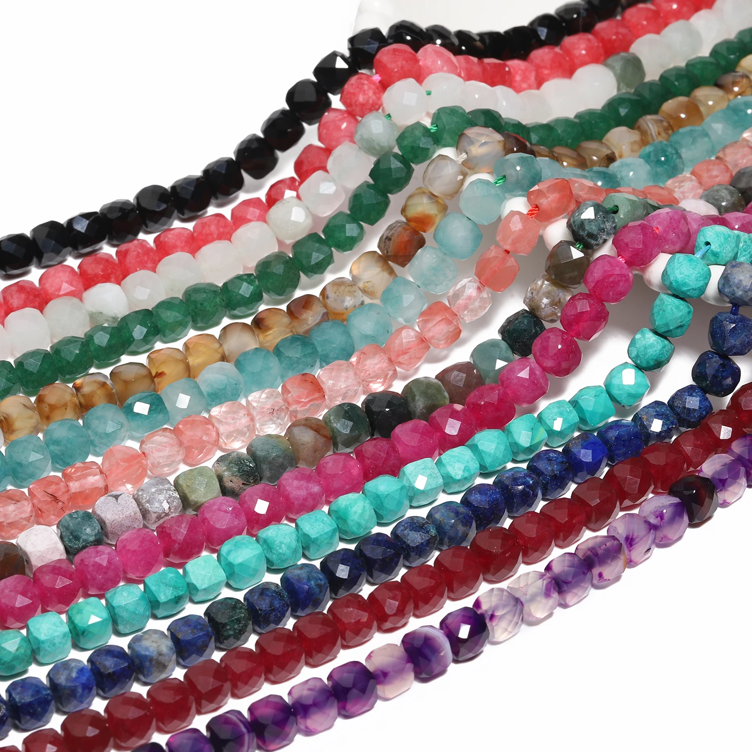 Natural Stone Beads 7x7mm Facet Lapis Lazuli  Jade Agate Tourmaline Beads For Jewelry Making DIY Bracelet Necklace Accessory image 3