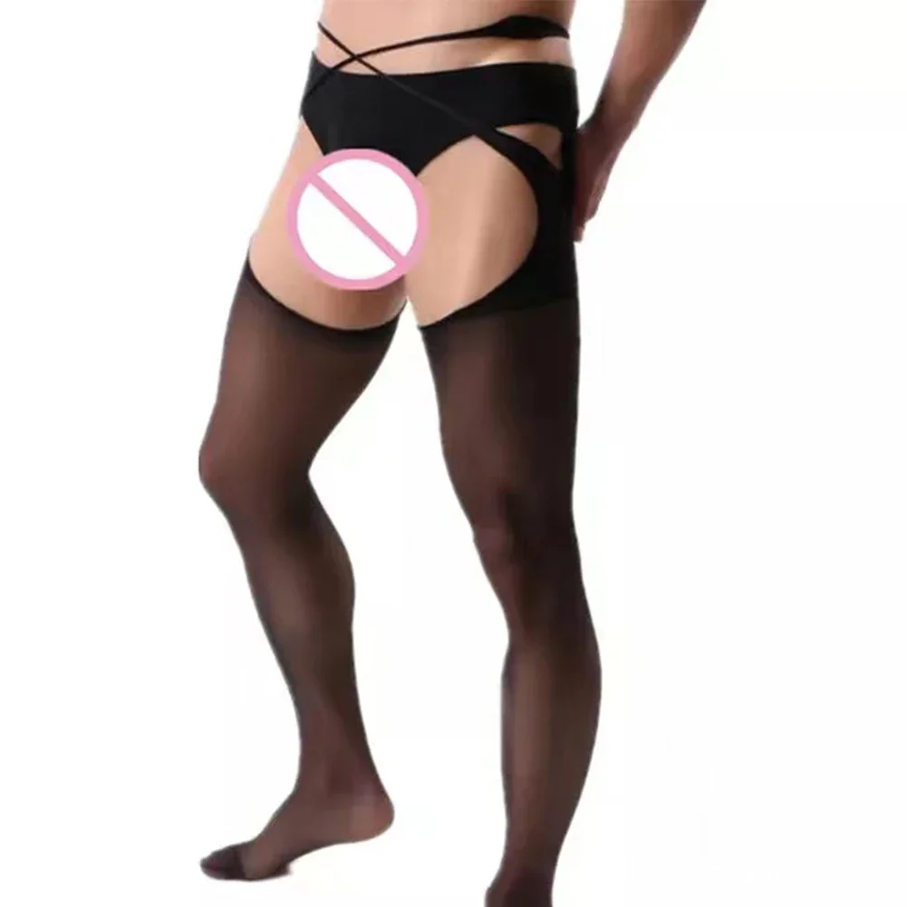 

Open Crotch Men Sissy Body Stockings Pantyhose Sheer Mesh Uniform Temptation Hollow Out Fishnet Tights Pants Open File T-Panties