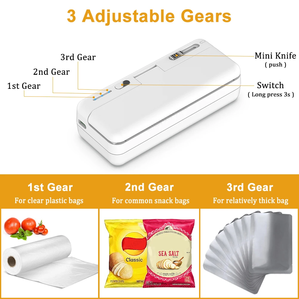 Plastic Bag Sealer Mini Portable Sealing Machine Handheld Package Sealer Rechargeable Plastic Bag Heat Sealer for Packaging Food