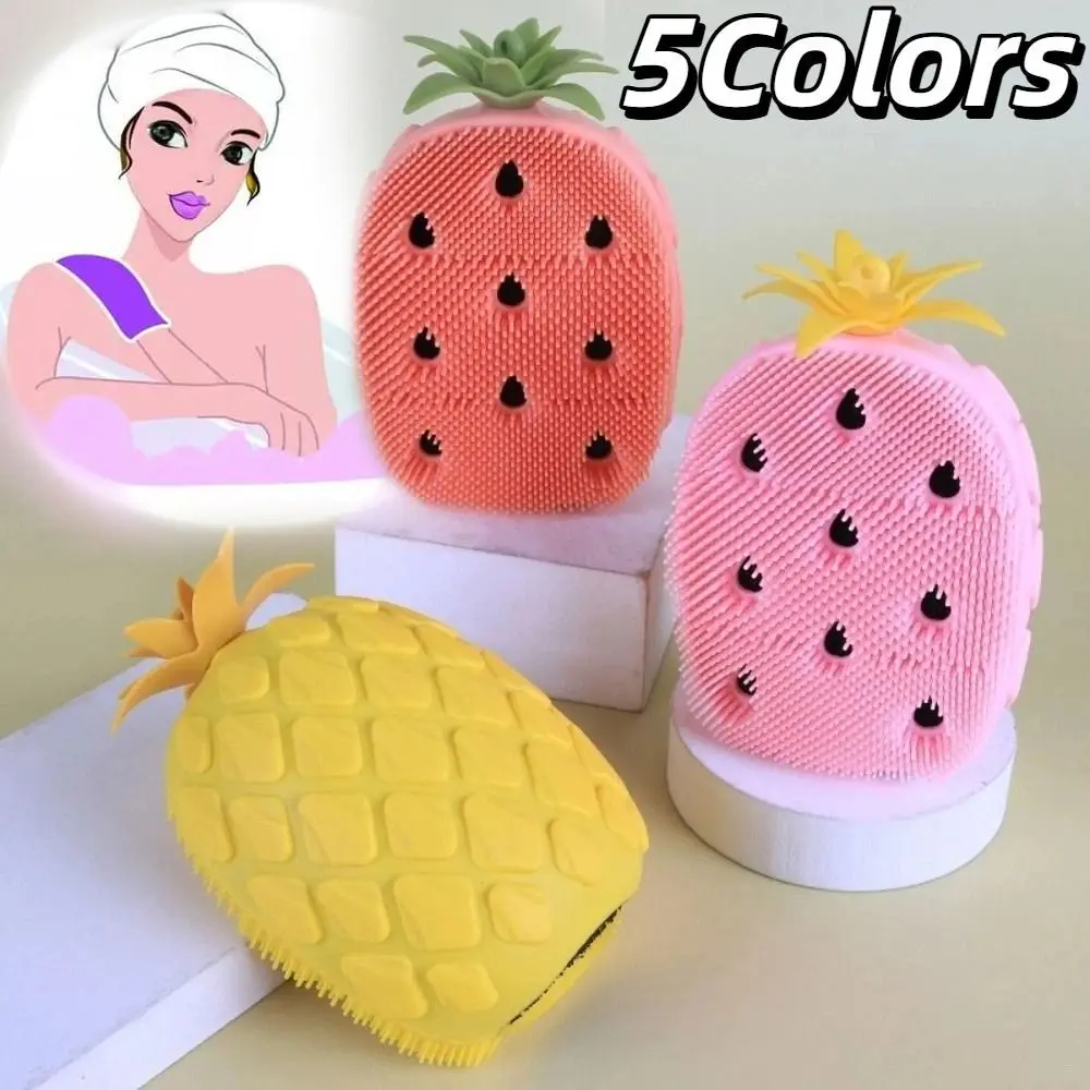 

Candy Color Fruit Shape Shower Brush Non-Slip Soft Hair Silicone Shampoo Brush Exfoliation Bath Supplies Shower Massage Brushes