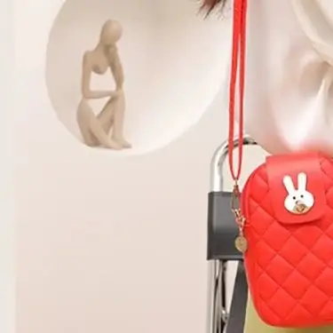 

Cute Rabbit Crossbody Bag Classic Diamond PU Leather Handbag Mini Women's Phone Bag Shoulder Bag