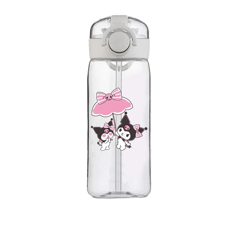 400ML Sanrio Kuromi Kubek ze słomką Chłopcy i dziewczęta Uczniowie szkół Cartoon Kawaii Anti-drop Nowy kubek na wodę Wysokiej jakości wygodny prezent