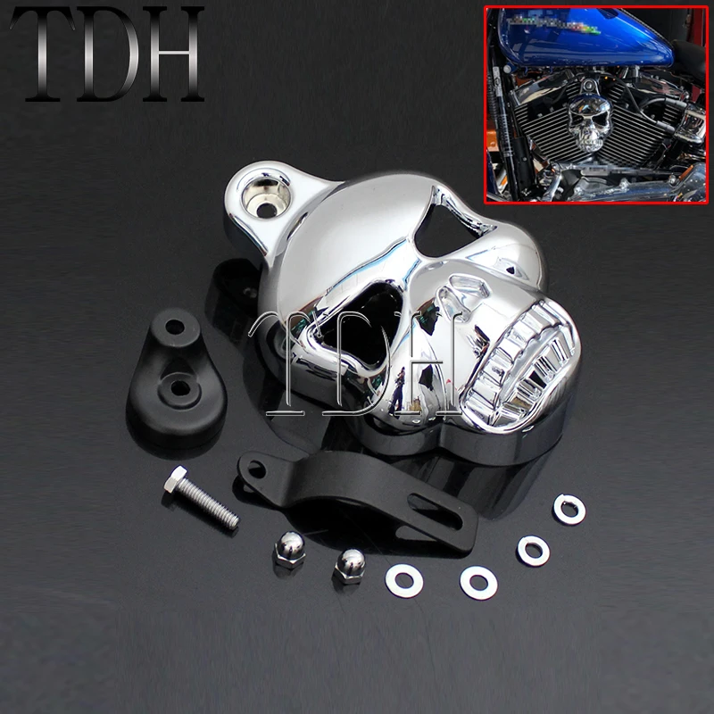 

For Harley 1992-2014 Custom Aluminum Cowbell Horn Cover Skull Horn Guard Motorcycle Accessories Parts Accent Skull Decoration