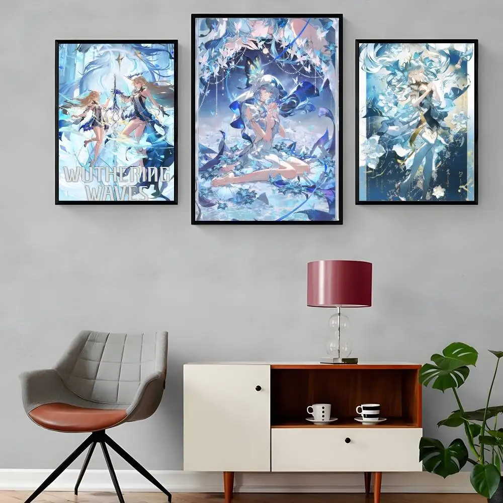 Pretty Video Game W-Wuthering Waves Poster High Quality Dorm Living Room Aesthetic Wall Decoration Painting Stickers Gift