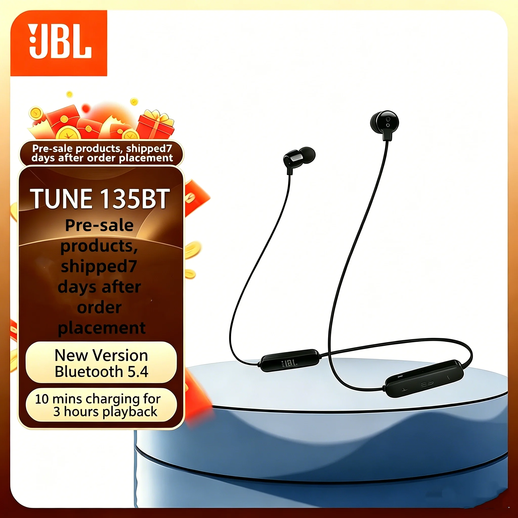 

JBL TUNE 135BT Headset with 25-hour endurance sports headset for daily commute Fitness Entertainment stereo talk headsets