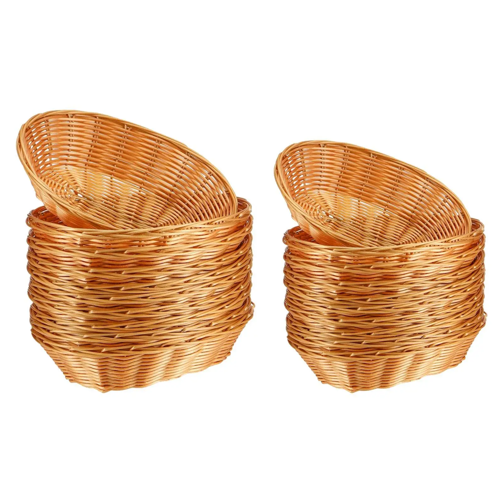 10 Pieces Oval Hand Woven Vegetables Basket Food Serving Baskets Woven Bread Basket for Home Outdoor Kitchen Picnic Restaurant