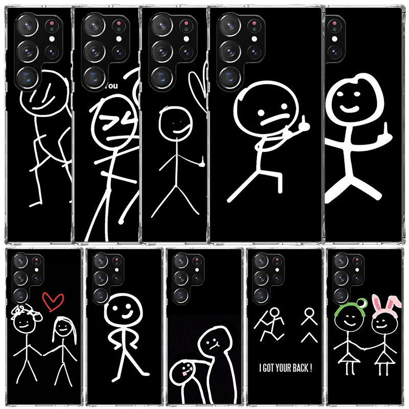 Cartoon Stickman Matchman Phone Case For Samsung Galaxy S24 S25 Edge S26 Ultra S22 S23 Plus S21 + S20 FE Soft TPU Back Cover Gal